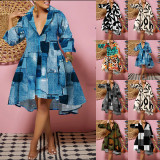 Fashion Print Big Swing Shirt Dress GSRX-7012