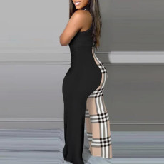 Plus Size Contrast Patchwork Fashion Print Jumpsuit NY-10338