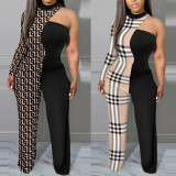 Plus Size Contrast Patchwork Fashion Print Jumpsuit NY-10338