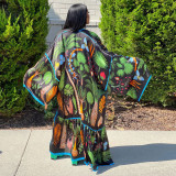 Casual Print Loose Long Cardigan Coat YF-10312