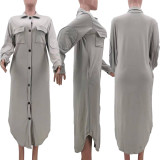 Casual Loose Cardigan Double-Faced Fleece Long Jacket TK-6262