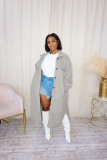 Casual Loose Cardigan Double-Faced Fleece Long Jacket TK-6262