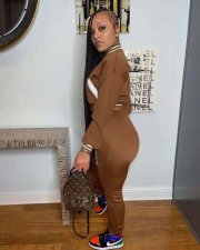 Letter Print Single-breasted Baseball Jackets Sport Suits OYF-8311