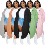 Casual Loose Cardigan Double-Faced Fleece Long Jacket TK-6262