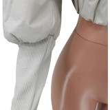 Splicing Ribbed Casual Cotton Jacket Coat TK-6266