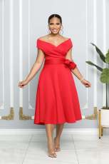 Solid Color Side Zipper Sleeveless Big Swing Dress(with waist belt) MIL-L372
