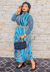 Print Long SLeeve Big Swing Dress XHXF-8655