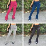 Plus Size Letter Print Sports Drawstring Stacking Pants FSL-F101Gallery