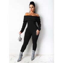 Knits Twist Striped Off Shoulder Sweater Jumpsuit GCNF-0202