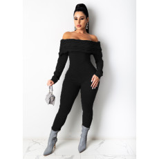 Knits Twist Striped Off Shoulder Sweater Jumpsuit GCNF-0202