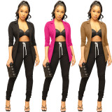 Solid Color Slim Slim Blazer Top Jacket XMY-9396