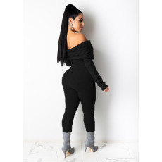 Knits Twist Striped Off Shoulder Sweater Jumpsuit GCNF-0202