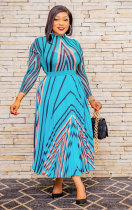 Print Long SLeeve Big Swing Dress XHXF-8655