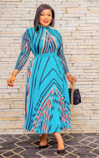 Print Long SLeeve Big Swing Dress XHXF-8655