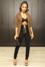 Solid Color Slim Slim Blazer Top Jacket XMY-9396