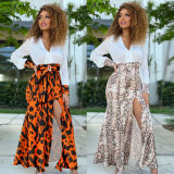 Sexy V-Neck Print Split Maxi Dress FSXF-F371