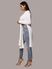 Fashion Solid Irregular Long Sweater Tops FSXF-75