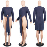 Fashion Solid Irregular Long Sweater Tops FSXF-75