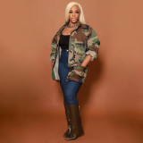 Camo Print Big Pocket Lapel Coat SH-390420