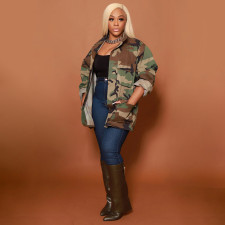 Camo Print Big Pocket Lapel Coat SH-390420