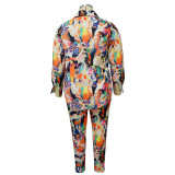 Plus Size Fashion Print Top And Pants Two Piece Set NNWF-7700