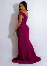 Sexy Solid One Shoulder Split Evening Dress LSD-83163