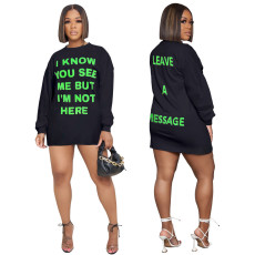 Casual Fashion Loose Letter Long Sleeve Dress ASL-6621