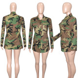 Camo Print Big Pocket Lapel Coat SH-390420