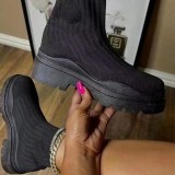 Round Head Knitted Elastic Socks Short Boots TWZX-866