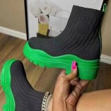 Round Head Knitted Elastic Socks Short Boots TWZX-866