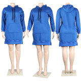 Casual Solid Color Hooded Sweatshirt Dress NY-2588