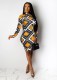 Fashion Print Long Sleeve Slim Mini Dress QZX-6269