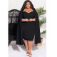 Plus Size Solid Color Shawl Sleeve Slim MidI Dress NNWF-7733