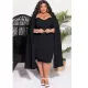 Plus Size Solid Color Shawl Sleeve Slim MidI Dress NNWF-7733
