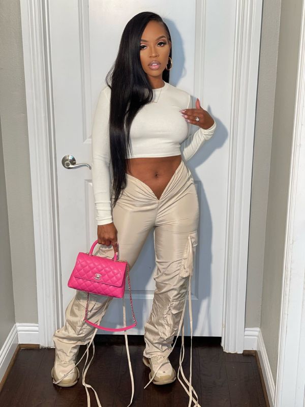 Fashion Pocket Bandage Casual Pant GDYF-6911
