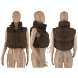 Fashion Casual Solid Color Sleeveless Zipper Coat GLF-10118