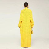 Solid Color Long Twist Sweater Cardigan Coat FSXF-F380