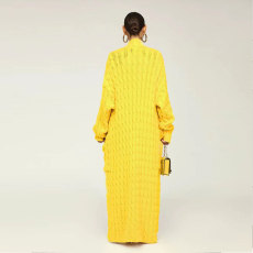 Solid Color Long Twist Sweater Cardigan Coat FSXF-F380