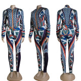 Fashion Print Long Sleeve Shirt And Pencil Pant Two Piece Set GYSF-7145