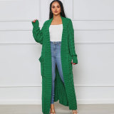 Solid Color Long Twist Sweater Cardigan Coat FSXF-F380