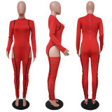 Splice Mesh Sexy Long Sleeve Jumpsuit YF-9790