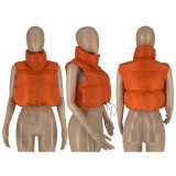Fashion Casual Solid Color Sleeveless Zipper Coat GLF-10118