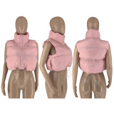 Fashion Casual Solid Color Sleeveless Zipper Coat GLF-10118
