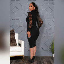 Mesh Patchwork Slim Midi Dress ASL-6620