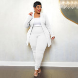 Plus Size Solid Color Casual Long Sleeve Pant Blazer Suit NNWF-7750