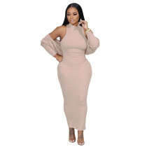Solid Color Vest Dress And Crop Coat Two Piece Set YIM-285