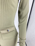 Solid Color Single-breasted Skinny Midi Dress YH-5281