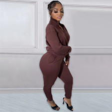 Letter Print Plush Pullover Hoodies Pant Two Piece Set NYF-8129
