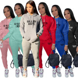 Fashion Letter Print Hooded Sweatshirt And Pant Sport Two Piece Pant YIM-287