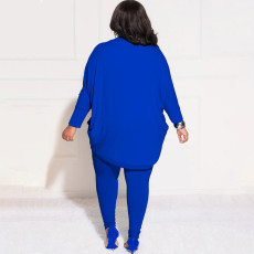 Plus Size Solid Color Cardigan And Bottoming Pants 2 Piece Pant NNWF-7757